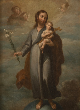 1022.  ESCUELA MEXICANA, SIGLO XVIIISan José con el Niño