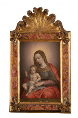 981.  ATRIBUIDO A JACOB DE BACKER (Pintor activo en Amberes, 1571-1585)Virgen con Niño