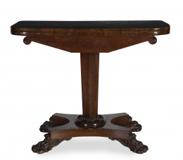 1284.  Mesa de juego Guillermo IV de madera de caoba.Inglaterra, h. 1830.