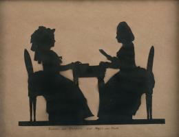 827.  ESCUELA ALEMANA, C. 1780Silueta de Emile Emilie Von Wolffskeel y la condesa von Isenburg