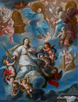 773.  ANTONIO SÁNCHEZ (Act. en México, h. 1770)La Asunción de la Virgen