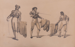 875.  JOAQUÍN DOMÍNGUEZ BÉCQUER (Sevilla, 1811-1879)Estudios para el Espada Juan Lucas