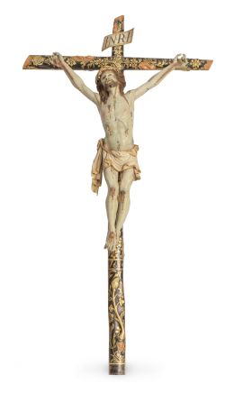 1252.  Atribuido a Bernardo de Legarda (Quito, 1700-1773).Cristo, 1768.Madera tallada, policromada y dorada.