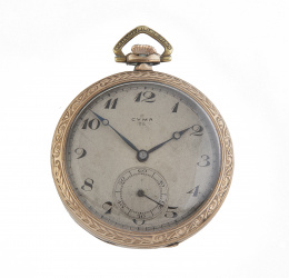 382.  Reloj lepine CYMA Art-Decó en plata y plaqué or 