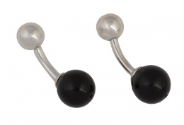 409.  Gemelos dobles con dos esferas de plata y ónix