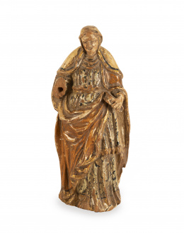 1066.  Santa AnaMadera tallada, policromada y dorada.España, S. XVIII.
