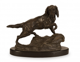 585.  R. Varnier.Perro en bronce. Firmado.Francia, S. XX.