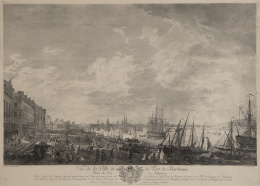 644.  CHARLES- NICOLAS COCHIN (1715-1790) JOSEPH VERNET (1714-1789), JACQUES-PHILIPPE LE BAS (1707-1783)"Vue de la ville du Port de Bordeaux prise du côté des Salinières"
