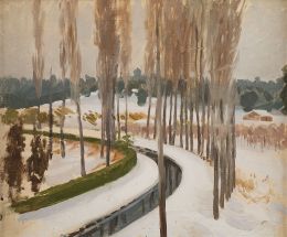 834.  ENRIQUE SIMONET LOMBARDO (Valencia, 1866-Madrid, 1927)Acequia del Norte del Canal de Isabel II a su paso por la Dehesa de la Villa