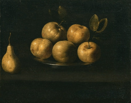 736.  JUAN DE ZURBARÁN (Llerena, 1620- Sevilla, 1649)Plato de manzanas y pera