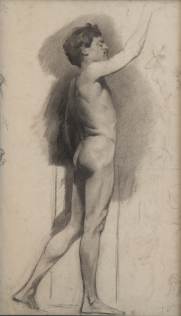 769.  JOAQUÍN AGRASOT  Y JUAN (Orihuela, Alicante, 1837-Valencia, 1919)Academia desnudo masculino de perfil 
