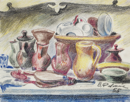 799.  BENJAMÍN PALENCIA (Barrax, Albacete, 1894 - Madrid, 1980)Bodegón de los pucheros, 1955