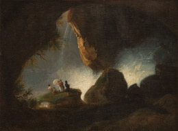 717.  ESCUELA FRANCESA, H. 1800Escena galante sobre un paisaje