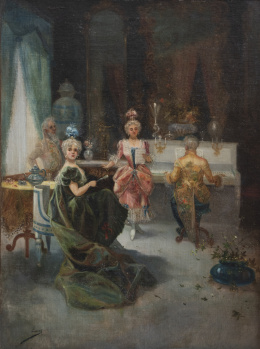 744.  EUGENIO LUCAS VILLAAMIL Madrid, 1858 - Madrid, 1918) Recital de piano