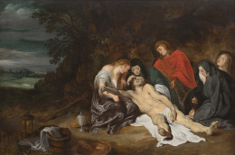 669.  CÍRCULO DE PEDRO PABLO RUBENS (Escuela flamenca, siglo XVII)Lamentación sobre Cristo muerto