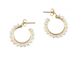 207.  Pendientes criollas de perlas cultivadas con aro interno de oro