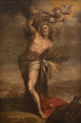 691.  ESCUELA ESPAÑOLA, SIGLO XVIISan Sebastián sobre un paisaje