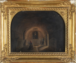 748.  ESCUELA ESPAÑOLA, SIGLO XIXInterior de iglesia