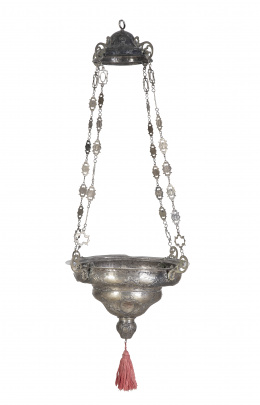 912.  Lámpara votiva de plata. Con marcas.Francisco González, Cordoba, 1849.
