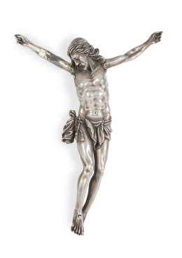 572.  Cristo Expirante de plata.Escultura a la cera perdida. Con marca.pp. del. S. XVII