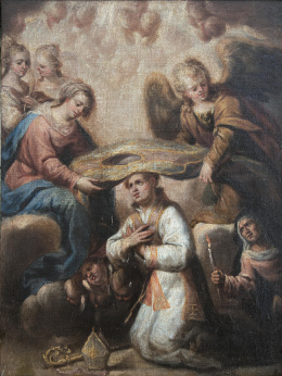 686.  ESCUELA ESPAÑOLA, SEGUNDA MITAD DEL SIGLO XVIIImposición de la Casulla a San Ildefonso