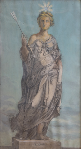 766.  ESCUELA FRANCESA, SIGLO XIXDibujo basado en esculturas realizadas para el jardín de Versalles; Le Matin
