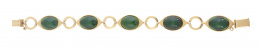 150.  Pulsera con cabuchones de ágata verde enmarcadas en piezas ojivales articuladas con aros