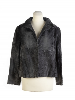 492.  Chaqueta corta de astracán Broadtail con cuello chimenea