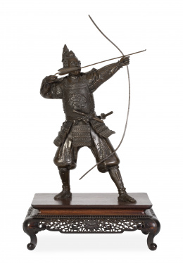 674.  Guerrero en bronce.Japón, periodo Meiji, (1868-1912).