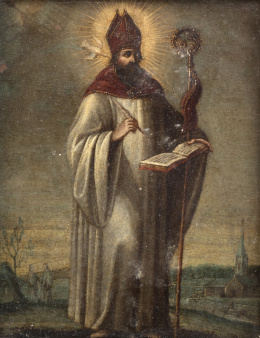 796.  ESCUELA ESPAÑOLA, SIGLO XVIIISan Agustín sobre un paisaje