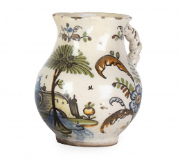 1097.  Jarro de bola de cerámica esmaltada de la serie del chaparro.Talavera, h. 1770 - 1795.