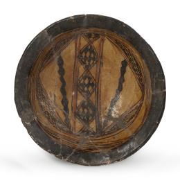 1274.  Cuenco de barro cocido y pintado con motivos geométricos.Marruecos, S. XVIII - XIX.