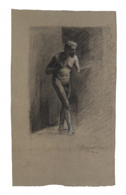 859.  JOAQUÍN AGRASOT  Y JUAN (Orihuela, Alicante, 1837-Valencia, 1919)Pareja de Academias de desnudos masculinos