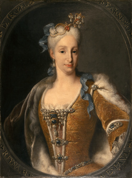 822.  MIGUEL JACINTO MELÉNDEZ (Oviedo, 1679-Madrid, 1734)Retrato de Isabel de Farnesio inserto en un óvalo fingidoH. 1723- 1727