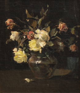 886.  ENRIQUE MARTÍNEZ CUBELLS (Madrid, 1874-Málaga, 1947)Jarrón con flores