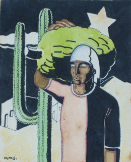 1012.  MANOLO MILLARES (Las Palmas de Gran Canaria, 1926 - Madrid, 1972)Recogiendo el plátano, c.1947