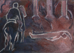 924.  JUAN LEYVA (Nador, 1955 - Olivenza, 2015)Jinete en ocre y negro, 1986