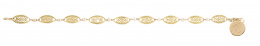 31.  Pulsera de pp. S. XX con nueve piezas ojivales con decoración de filigrana, alternas con perlas, y con moneda de oro colgante