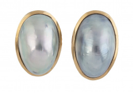 116.  Pendientes con media perla nautilis gris 