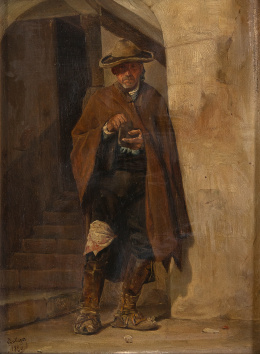 842.  JOSÉ GALLEGOS Y ARNOSA (Jeréz de la Frontera, Cádiz, 1859- Anzio, Roma, 1917)Personaje en un interior