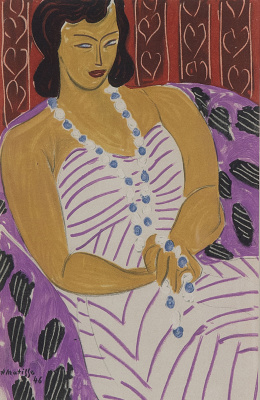 1015.  HENRI MATISSE (Le Cateau-Cambrésis, Francia, 1869 - Niza, 1954)Femme a la robe blanche, 1946 - 52