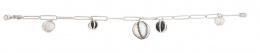 245.  Pulsera de eslavones ovales del que penden charms de esferas de ónix y ágata blanca en jaulas de oro, la central de brillantes negros
