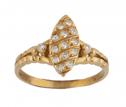 286.  Sortija lanzadera con frente ojival cuajado de brillantes