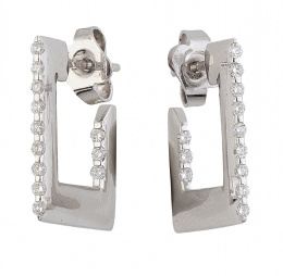 241.  Pendientes criolla de brillantes en perfil cuadrangular