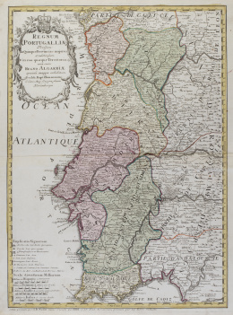 736.  JEAN BAPTISTE NOLIN (1657- 1708) y JOHANN BAPTIST HOMANN (Cartógrafo alemán, 1664 - 1724)"Regnum Portugalliae"