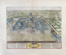 737.  ABRAHAM ORTELIUS (Amberes, 1527- 1598)Vista del Monasterio de San Lorenzo del Escorial