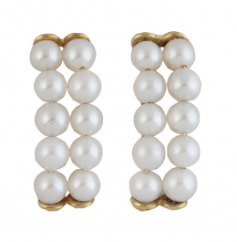 252.  Pendientes con dos bandas arqueadas de perlas cultivadas