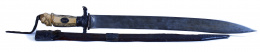 874.  Sable de marfil tallado con la cabeza de un sarraceno y plata.Trabajo francés, S. XIX