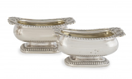 584.  Pareja de especieros de plata Jorge III y plata vermeille. Con marcas.Londres, h. 1812.