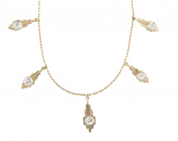 122.  Collar Art-Decó con cinco piezas geométricas con chatones de brillantes